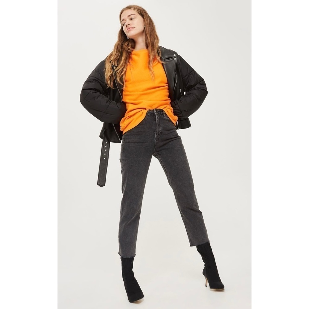 Topshop Moto Raw Hem Straight Leg Jeans